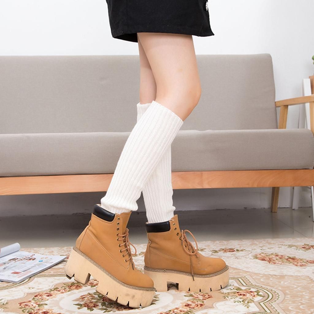 2Pairs Ladies Warm Cable Knit Ribbed Leg Warmer Thick Boots Socks 40cm