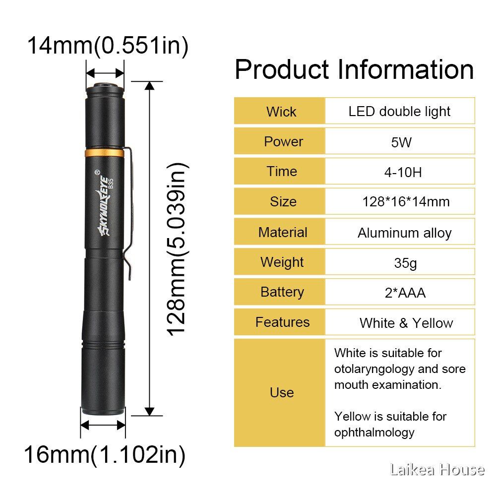 Emergency Medical Handy First Aid Pen Light Work  LED Flashlight Professional Torch Lamp Doctor Nurse Pen Lighting-black