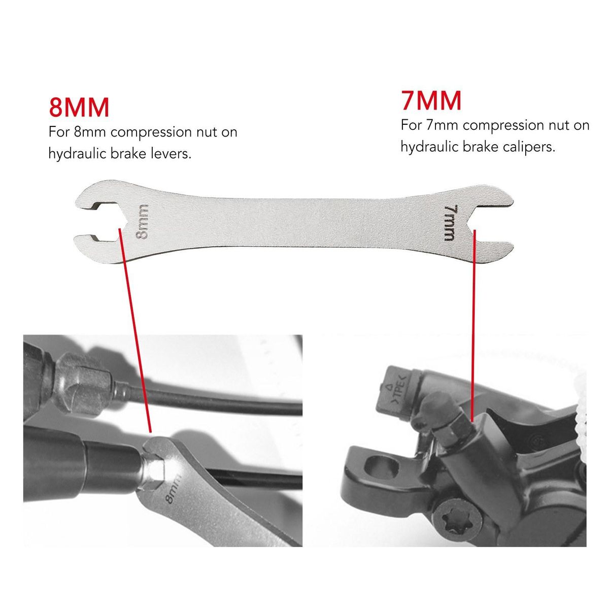 2 IN 1 Hydraulic Bike Brake Wrench Bicycle Brake Calipers Levers Wrench for 7/8mm Nut