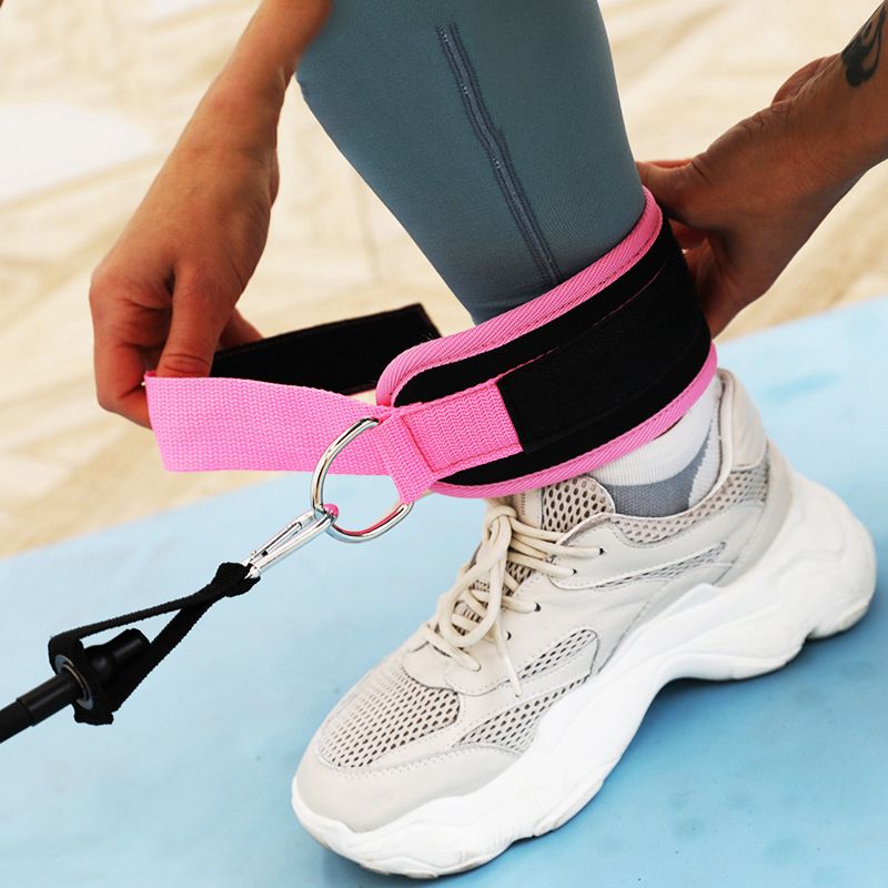(Black)Resistance Bands With Ankle Straps Cuff With Cable For Attachment Booty  Thigh Leg Pulley Strap Lifting Fitness Exercise WAR