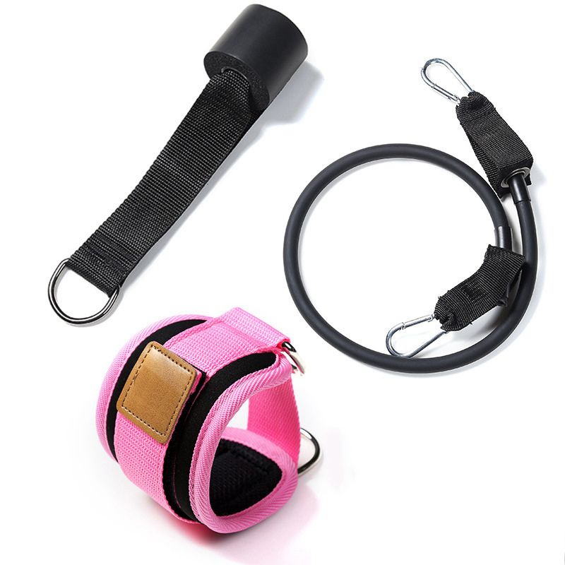 (Black)Resistance Bands With Ankle Straps Cuff With Cable For Attachment Booty  Thigh Leg Pulley Strap Lifting Fitness Exercise WAR