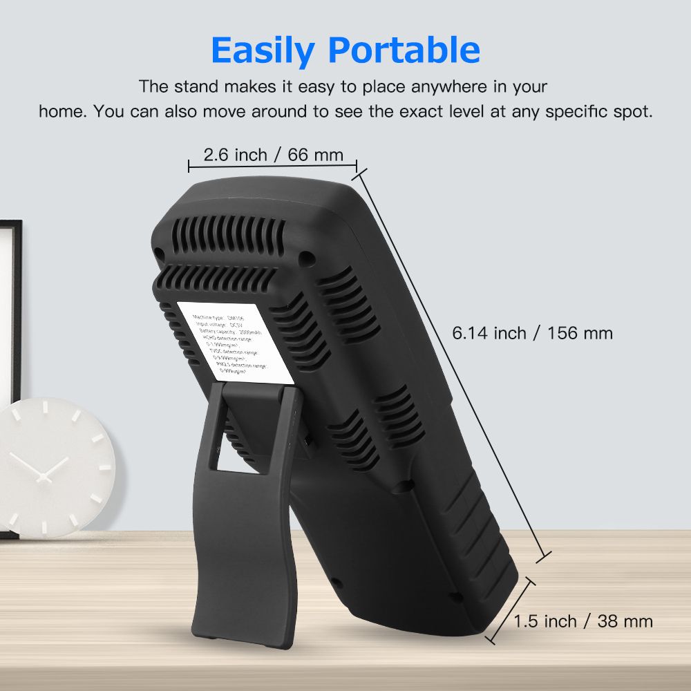 Indoor/Outdoor Handheld Air Quality Analysis Tester DM106A Smog/Dust/Formaldehyde Air Quality Detector Analyzer Measuring Tool