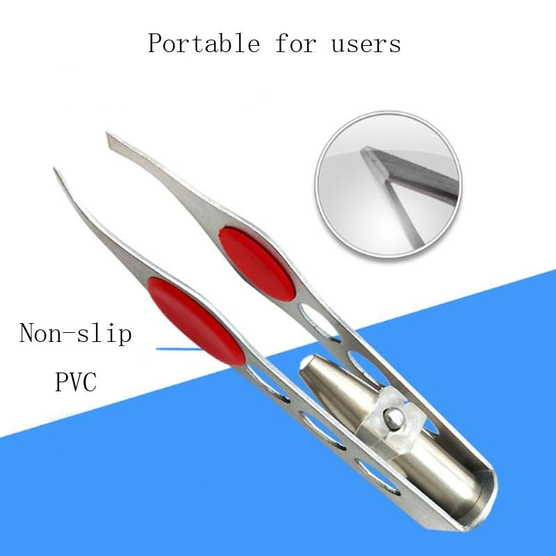 LED Stainless Steel Eyebrow Plucking Clip Eyebrow Tweezers Lights Illuminated Hair Removal Oblique Mouth Tweezers Pliers Beauty Tools