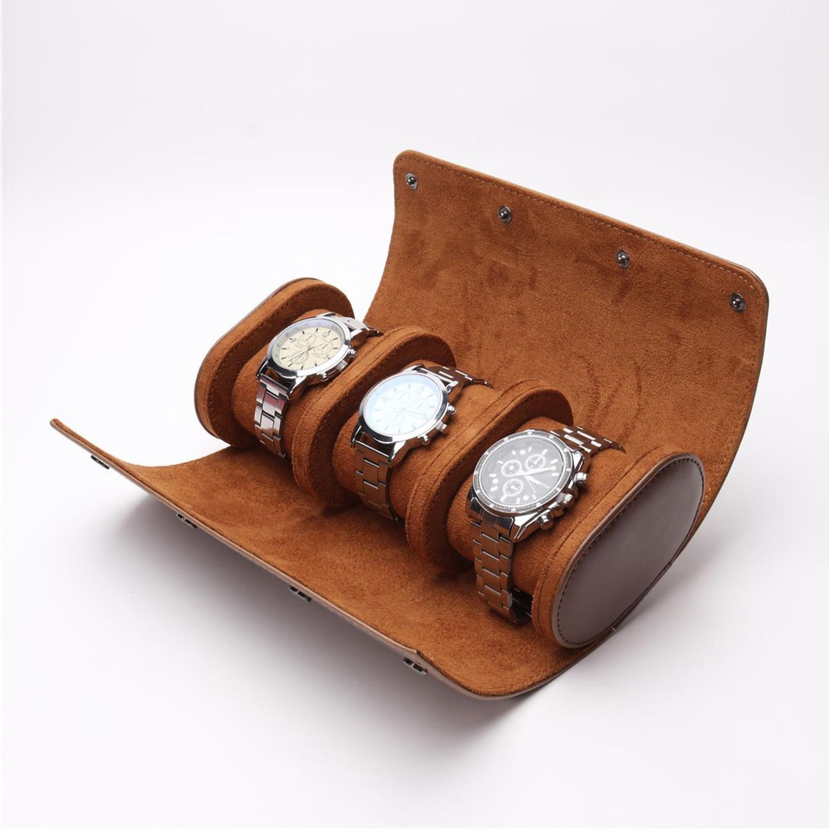 Storage Box 3 Slots Watch Storage Case Brown