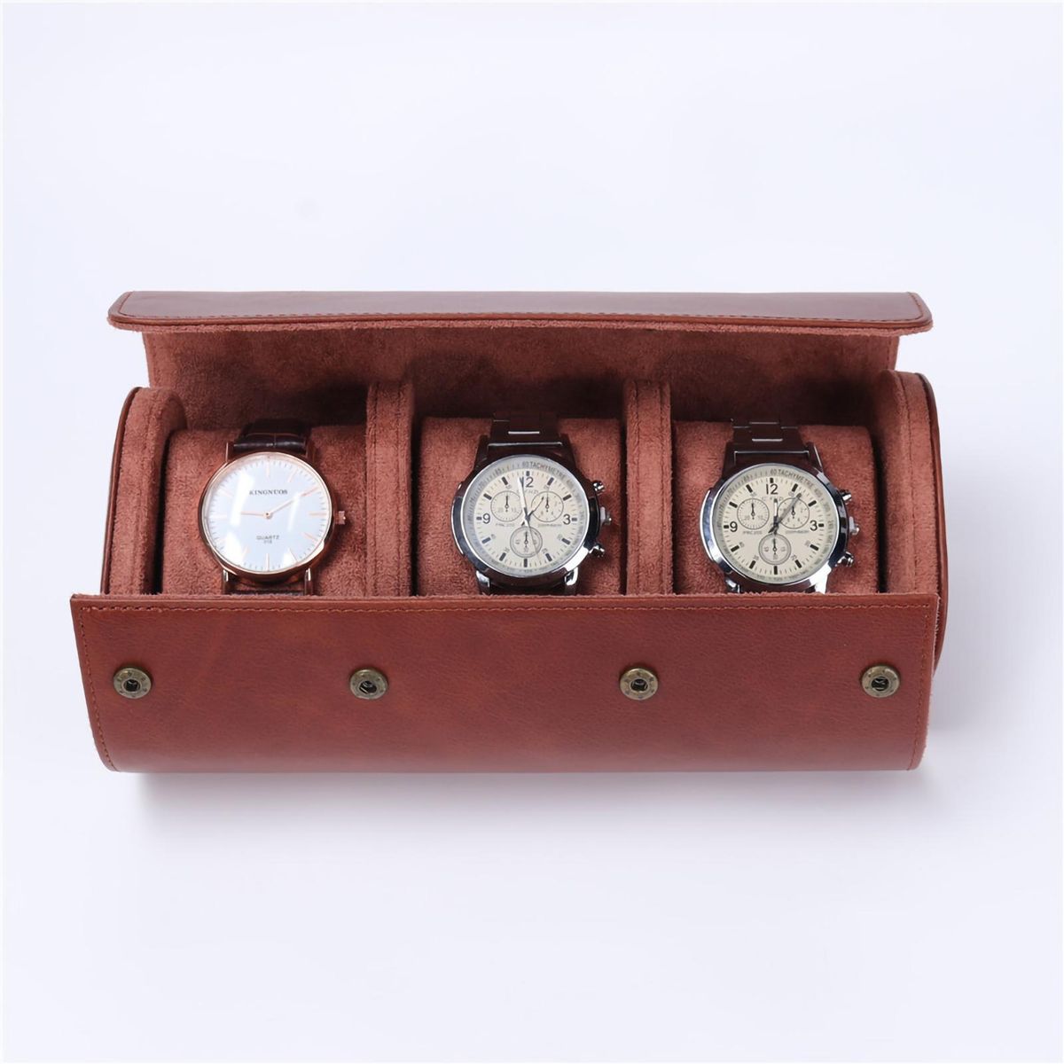 Storage Box 3 Slots Watch Storage Case Brown