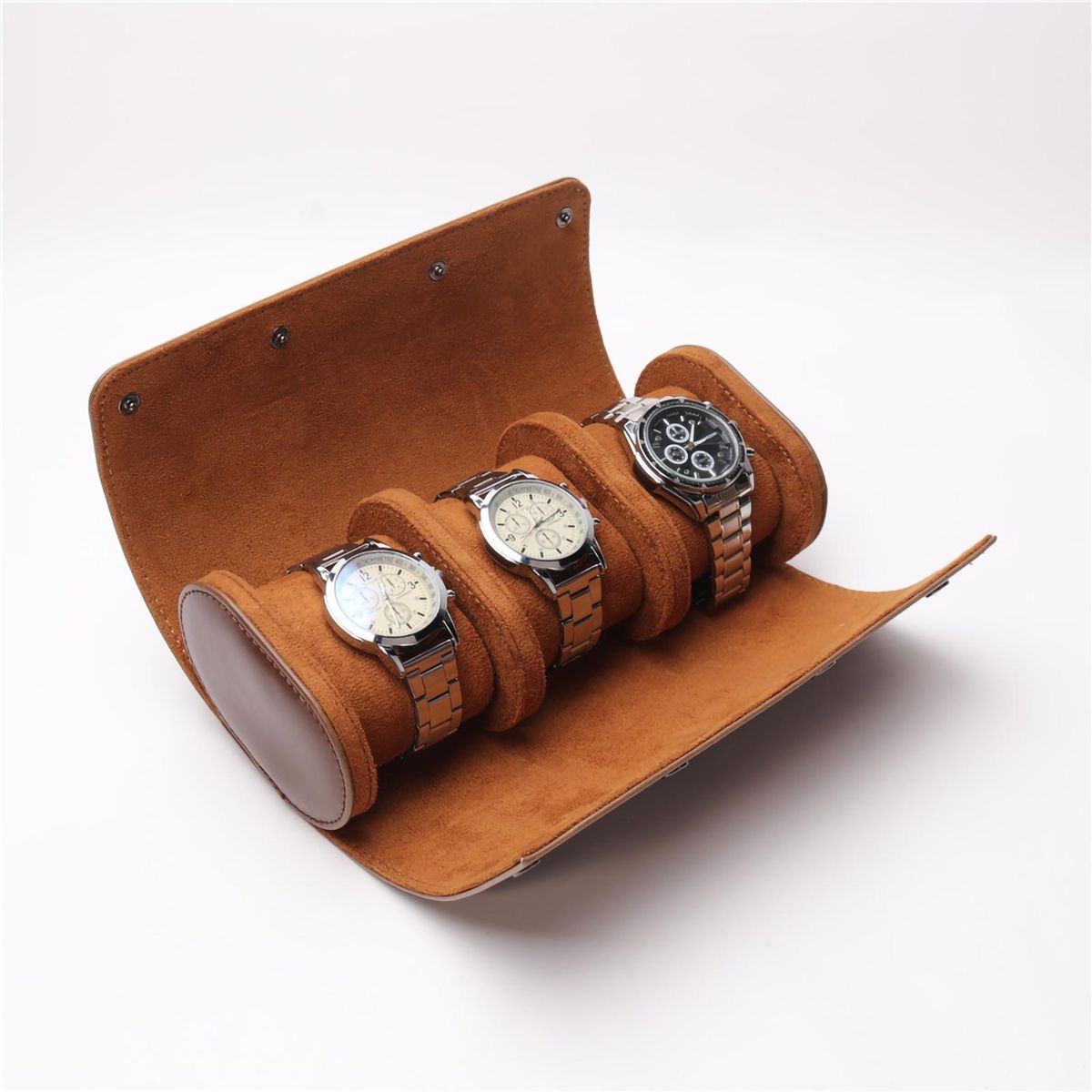 Storage Box 3 Slots Watch Storage Case Brown