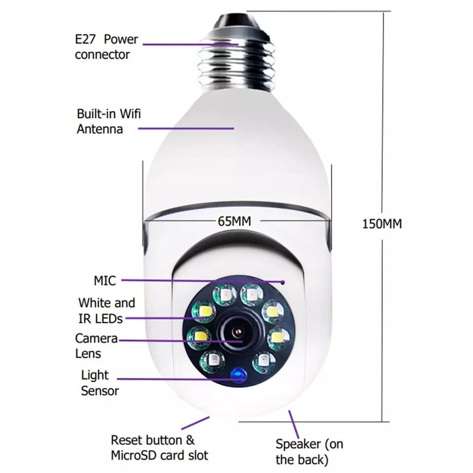 2 Wifi Camera IP Bulb Camera Security Camera Surveillance Smart Sensor CCTV