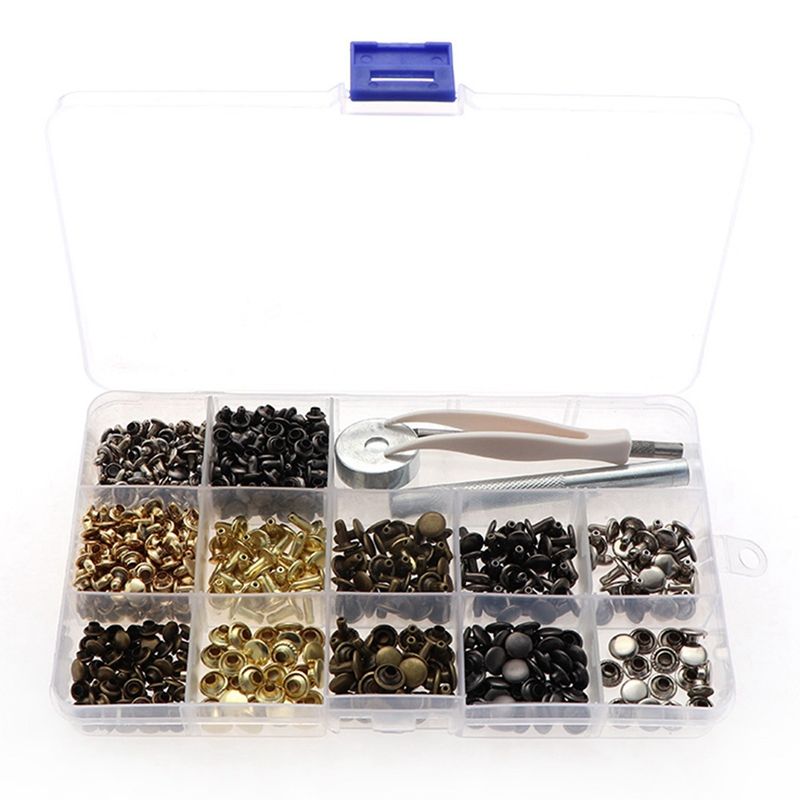 ABSF 240 Sets Of Boxes, Double-Sided Rivets, Leather, Metal Rivets, Rivets, Cap Nails + Installation Tool Kit + Pliers