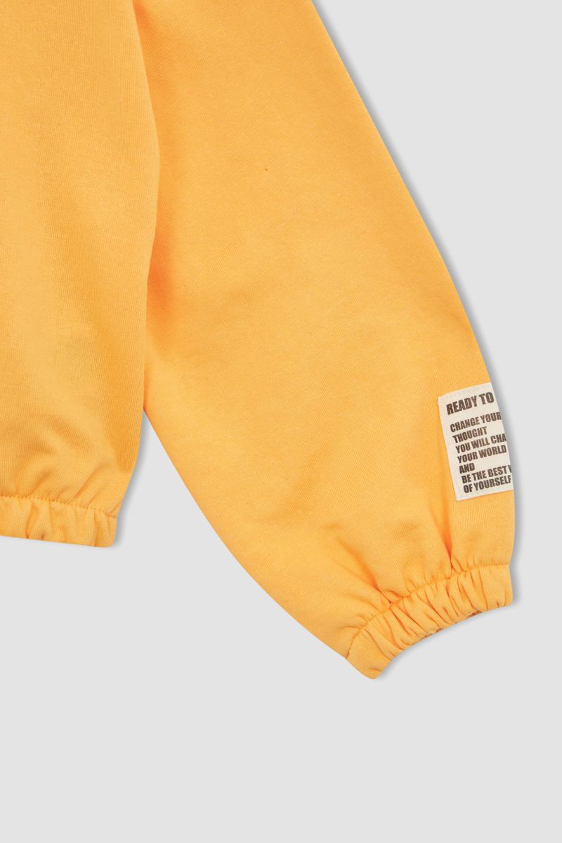 Girl - Regular Fit Crew Neck Long Sleeve Knitted Sweat Shirt - Orange