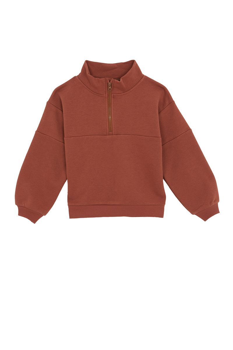 Girl - Regular Fit Turtle Neck Long Sleeve Knitted Sweat Shirt - Brown