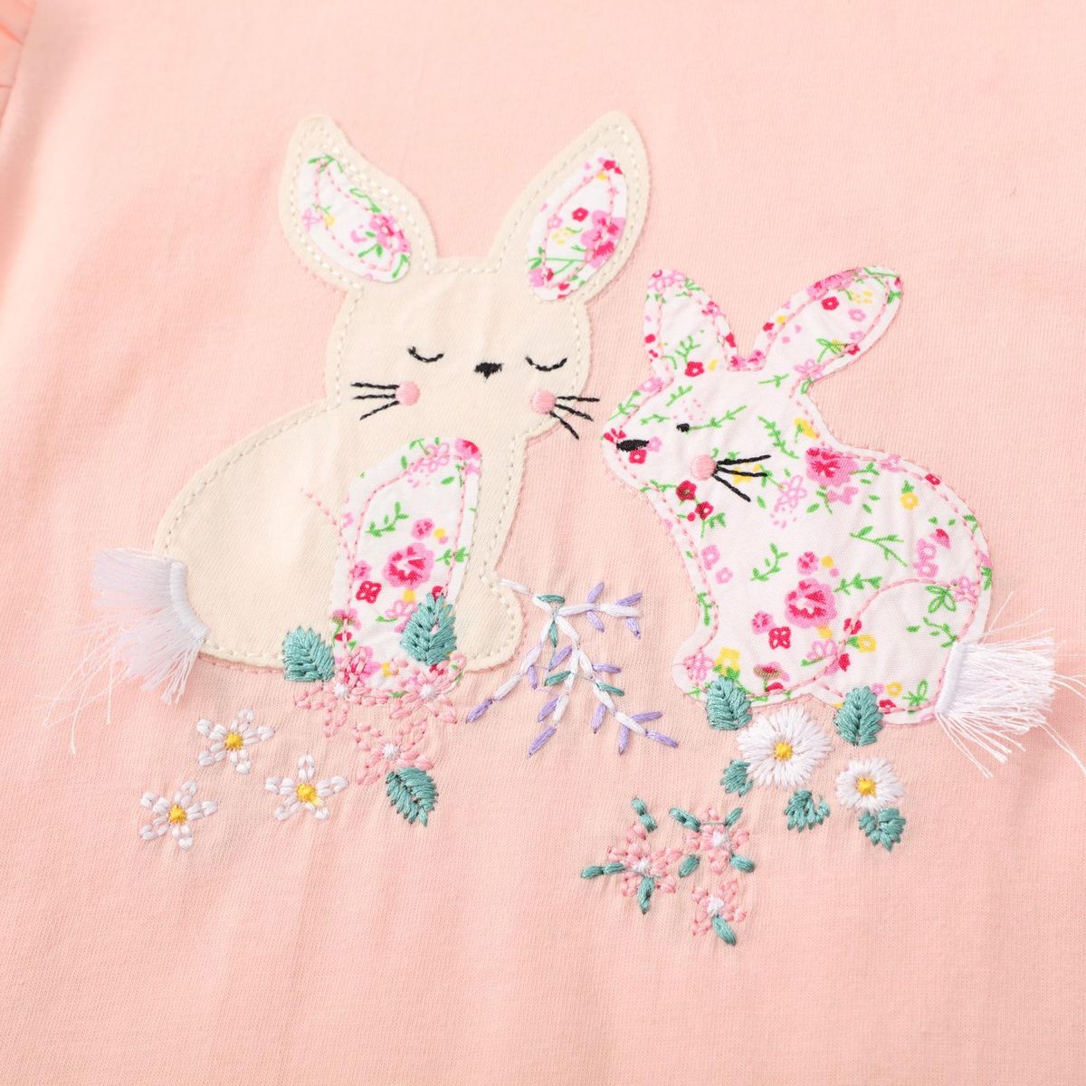 Girls Sweatshirt Long Sleeve Embroidered Graphic T-Shirt Pink