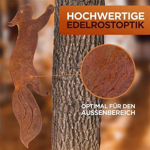 1pc Outdoor Rusty Metal Running Squirrel Silhouette Garden