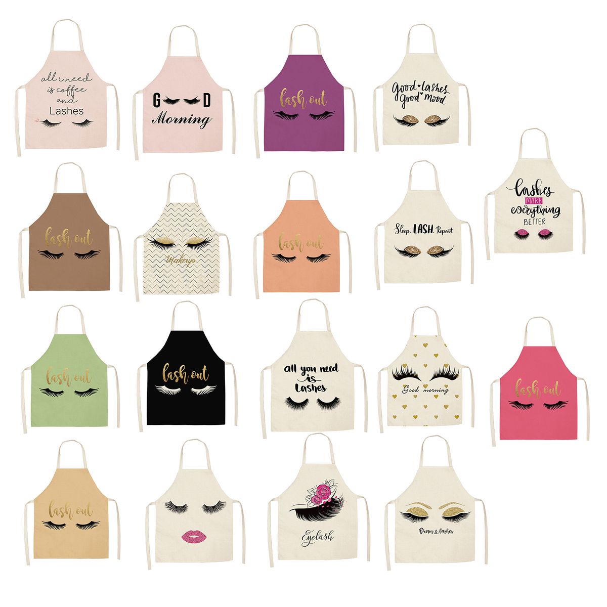 1Pcs Eyelash Pattern Cotton Linen Apron Adult Bibs Home