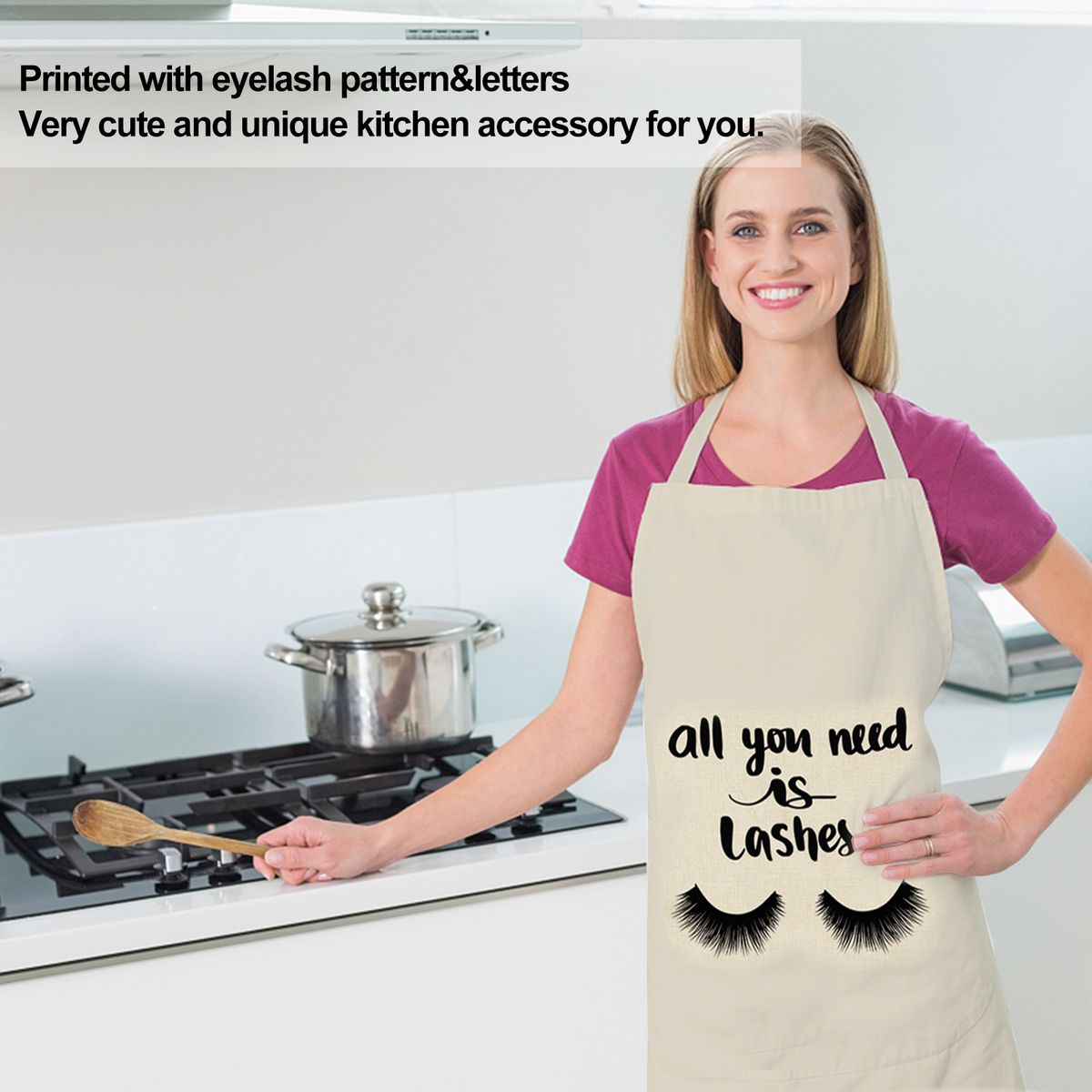 1Pcs Eyelash Pattern Cotton Linen Apron Adult Bibs Home