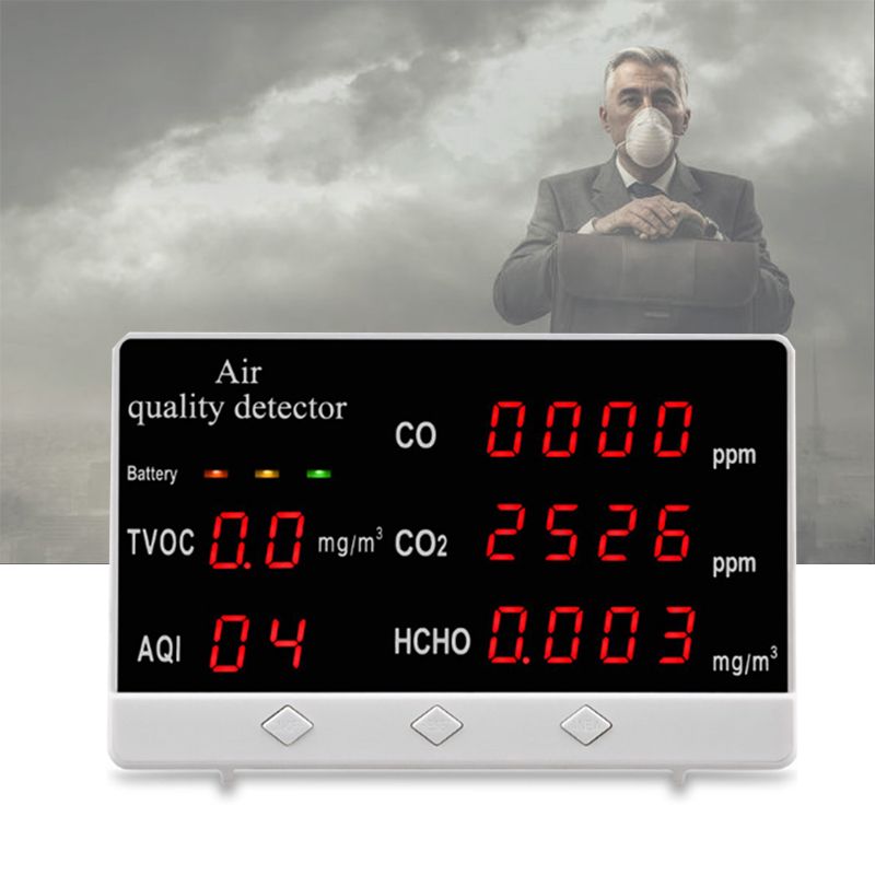 5 In1 CO2 Meter Multifunctional Air Quality Tester CO2 TVOC Meter Temperature Humidity Measuring Device Carbon Dioxide Monitor