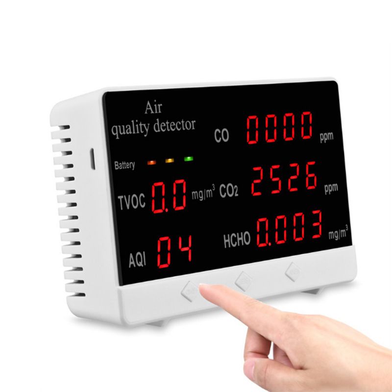 5 In1 CO2 Meter Multifunctional Air Quality Tester CO2 TVOC Meter Temperature Humidity Measuring Device Carbon Dioxide Monitor