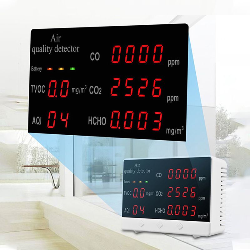 5 In1 CO2 Meter Multifunctional Air Quality Tester CO2 TVOC Meter Temperature Humidity Measuring Device Carbon Dioxide Monitor