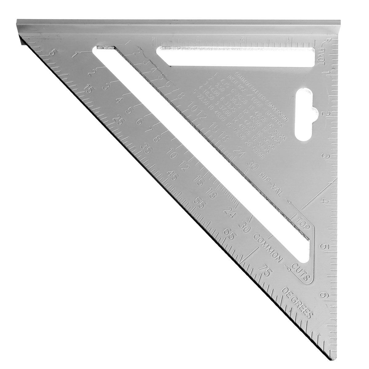 4pcs 7inch Silver Aluminum Alloy Speed Square Roofing Triangle Angle Protractor Try Square Carpenter's Measuring Layout Tool