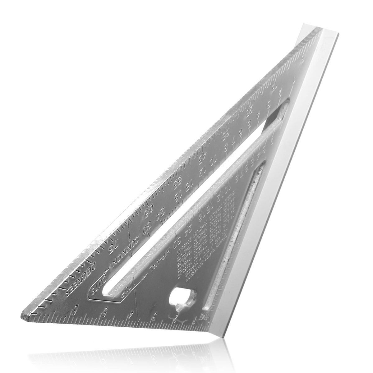 4pcs 7inch Silver Aluminum Alloy Speed Square Roofing Triangle Angle Protractor Try Square Carpenter's Measuring Layout Tool