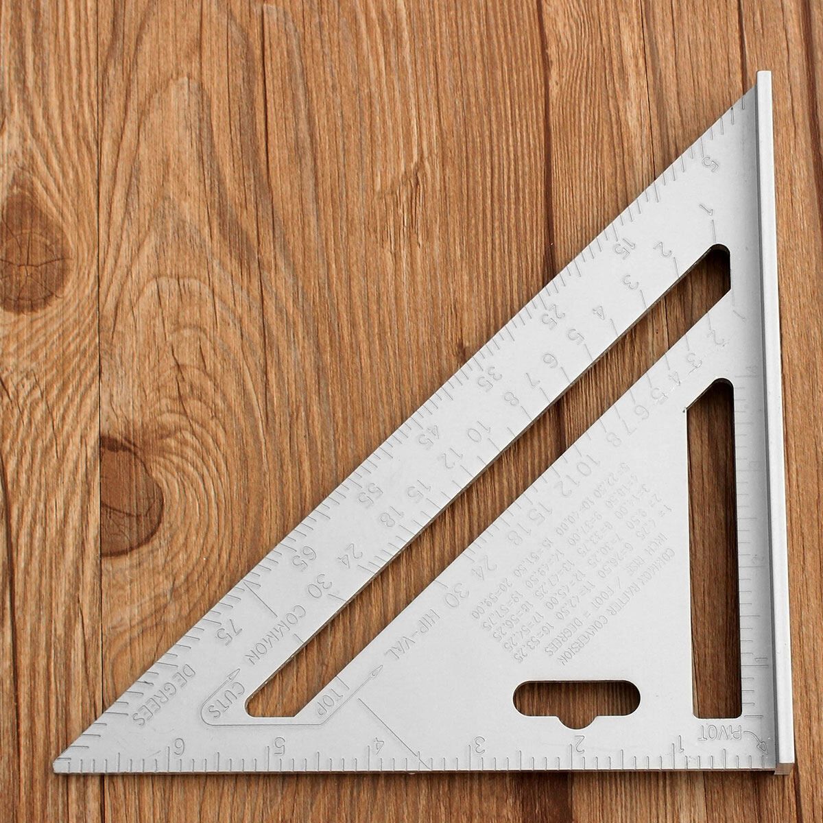 4pcs 7inch Silver Aluminum Alloy Speed Square Roofing Triangle Angle Protractor Try Square Carpenter's Measuring Layout Tool