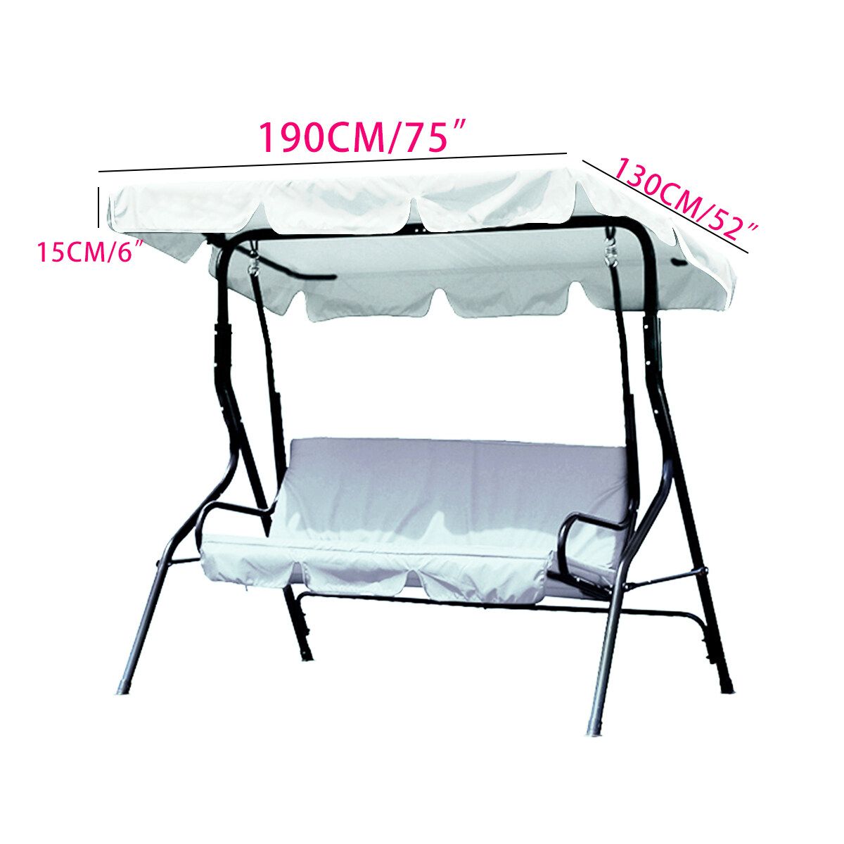 75"x52"X5.9" Swing Chair Top Cover Replacement Hammock Garden Canopy Bench Seat Yard Cover Porch Park Patio Outdoor（ Cover, No Chair） Off White