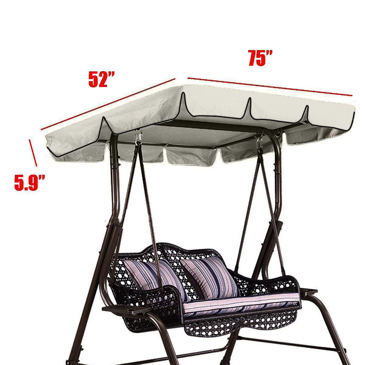 75"x52"X5.9" Swing Chair Top Cover Replacement Hammock Garden Canopy Bench Seat Yard Cover Porch Park Patio Outdoor（ Cover, No Chair） Off White