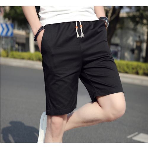 Men's Elastic Cargo Shorts Nicker Beach Wear- Black
