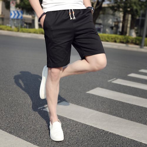 Men's Elastic Cargo Shorts Nicker Beach Wear- Black