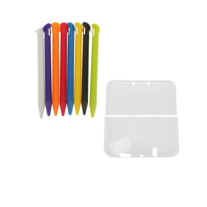 Clear TPU Protective Case Skin + 8 Stylus Pens For New   3DS LL/XL