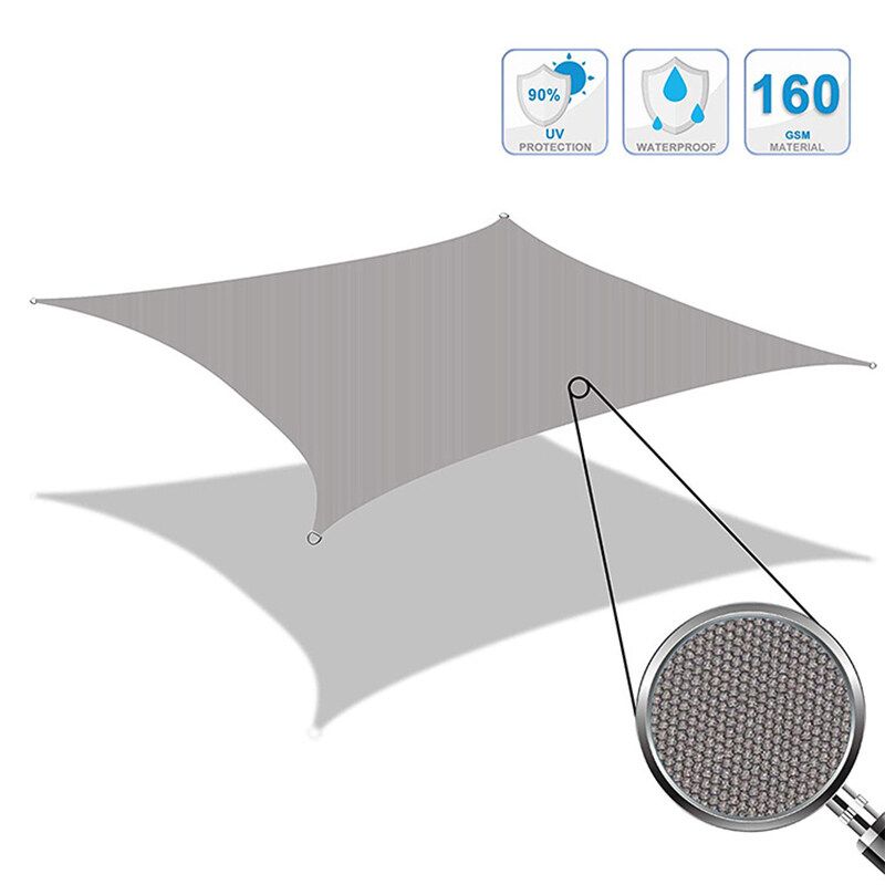 2M/3M/4M Waterproof Windproof Sun Shelter Shade Sail Protection Outdoor Canopy Garden Patio Pool Sunshade Awning Camping Shade Cloth 2x4m-Beige