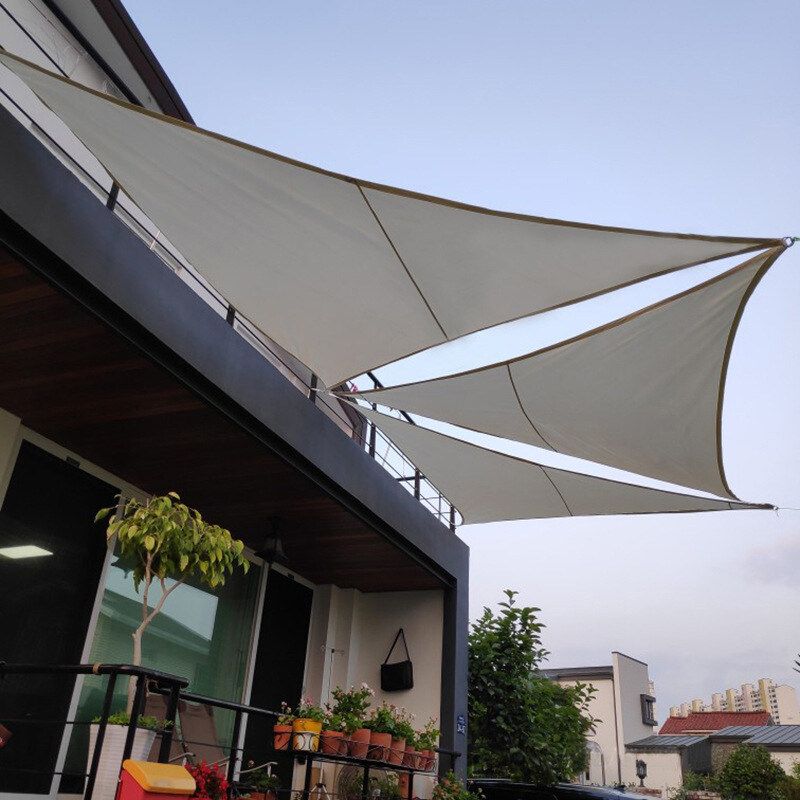 2M/3M/4M Waterproof Windproof Sun Shelter Shade Sail Protection Outdoor Canopy Garden Patio Pool Sunshade Awning Camping Shade Cloth 2x4m-Beige