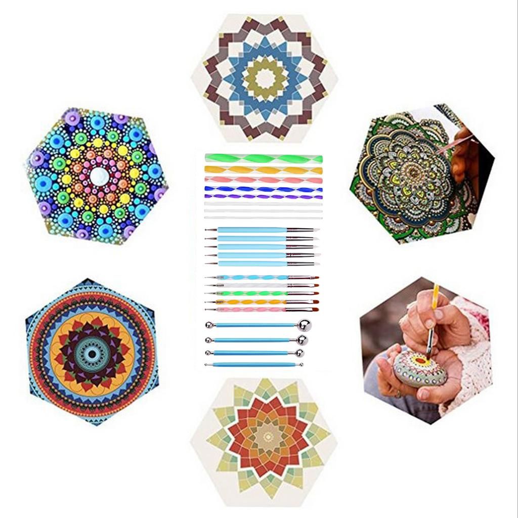 32Pcs Mandala Dotting Tools  For Art Rock Painting,
