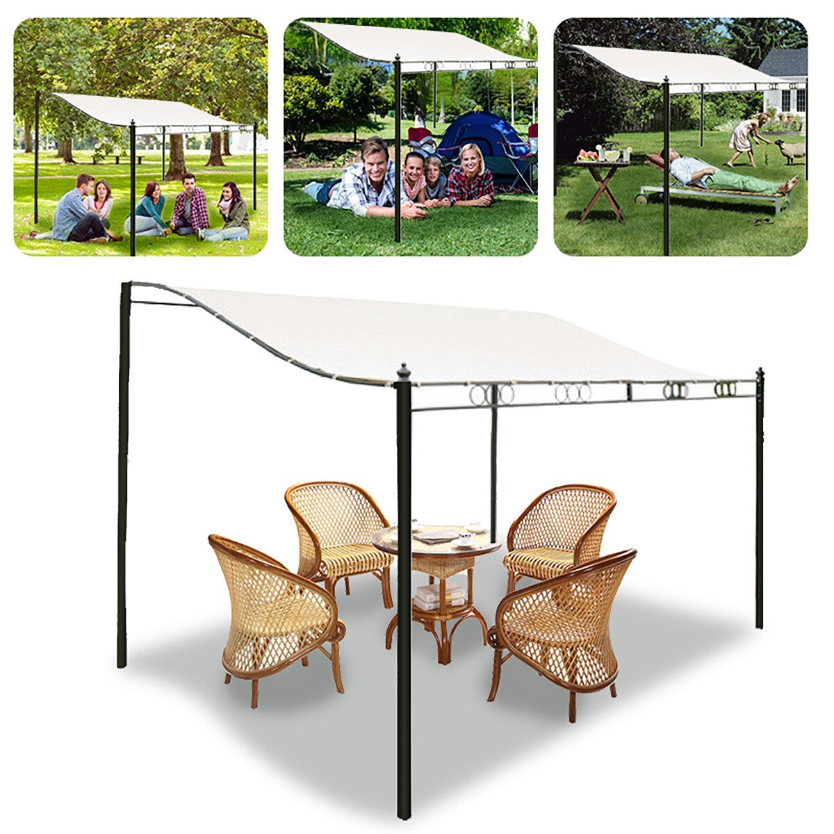 Sun Sail Shade Awnings Canopy Garden Sun Cover Waterproof Patio Sunscreen Large 3X3m