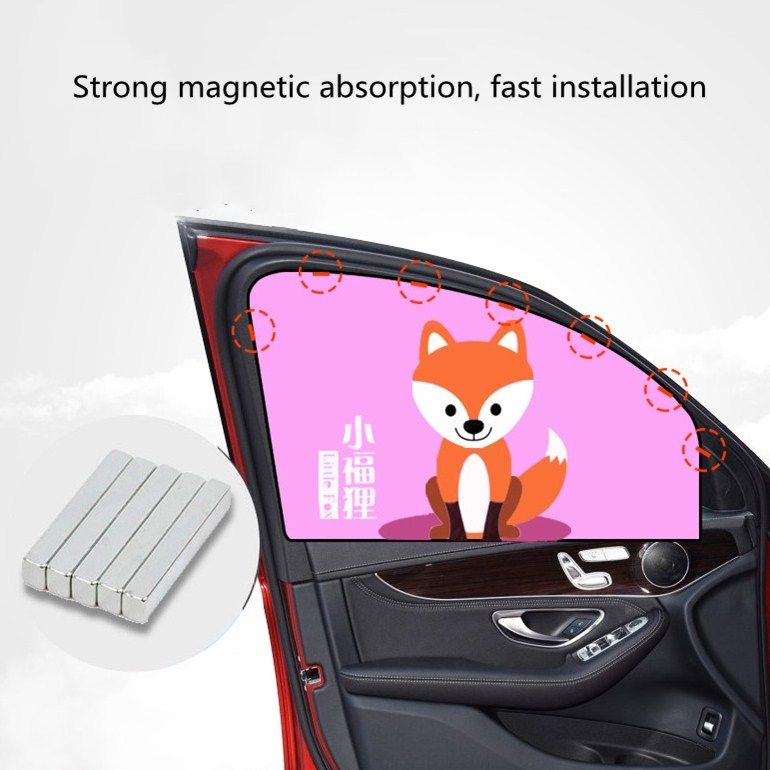Car Cartoon Magnetic Sunshade Sunscreen Telescopic Collapsible Sunshield, Size:Co-pilot(Fawn)