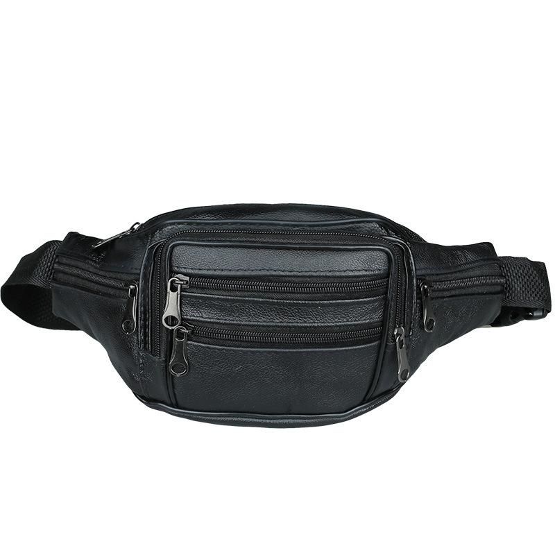 Manufacturers wholesale first layer cowhide mobile phone pockets running sports mini pockets diagonal men's outdoor genuine leather pockets black 10 inches