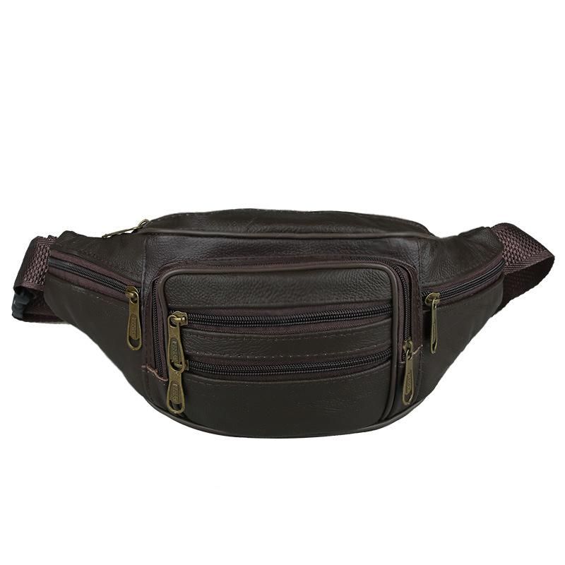 Manufacturers wholesale first layer cowhide mobile phone pockets running sports mini pockets diagonal men's outdoor genuine leather pockets black 10 inches