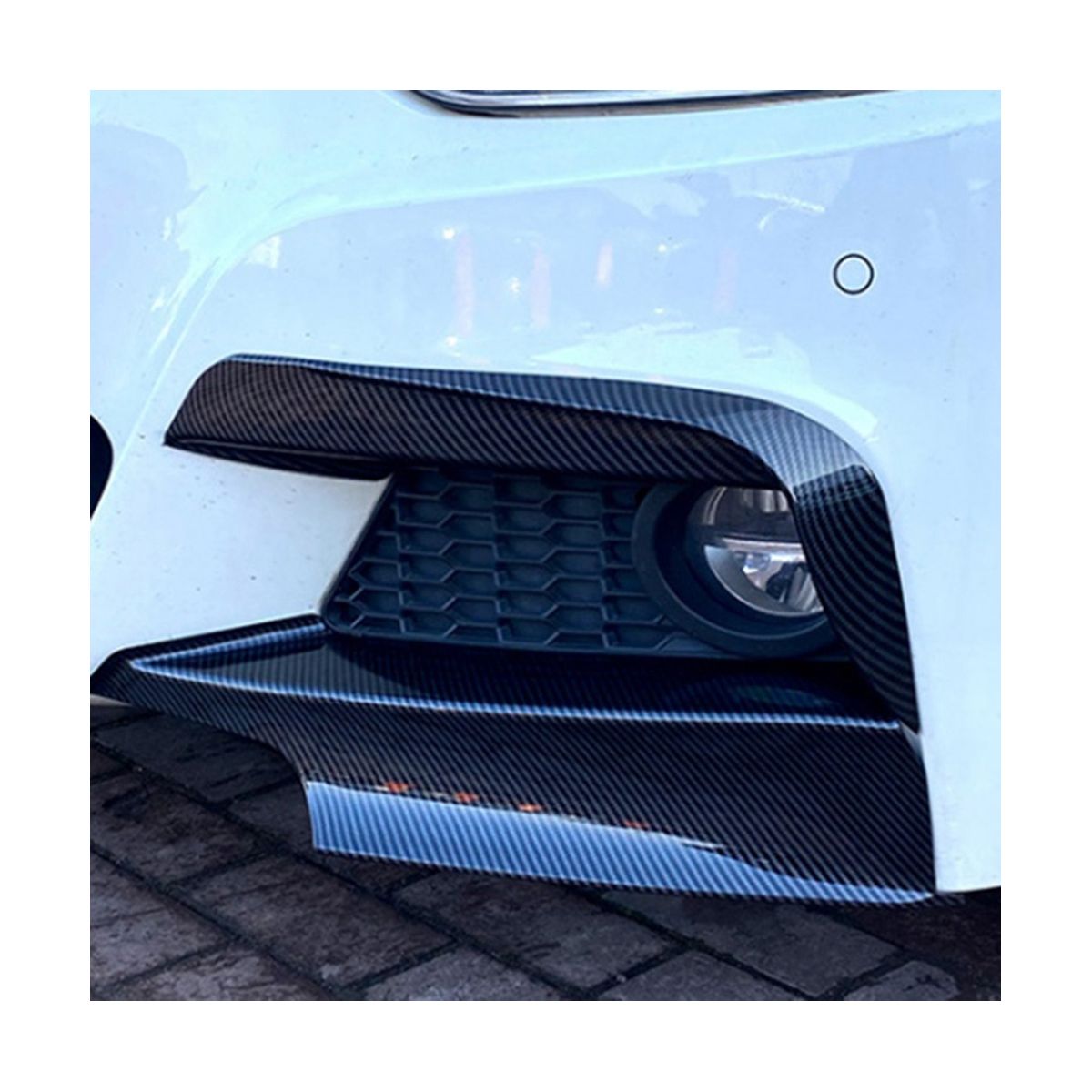 1Pair Car Front Bumper Fangs Trim Lid Cover Decoration for 3-Series F30 F31 M Pack 2013-2019 Carbon Fiber Pattern