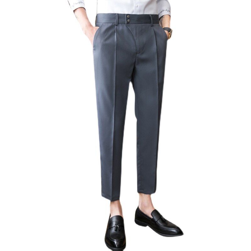 Italian Mens Formal Pant Pantalones Hombre 2021 Dress Ankle Pants Men British