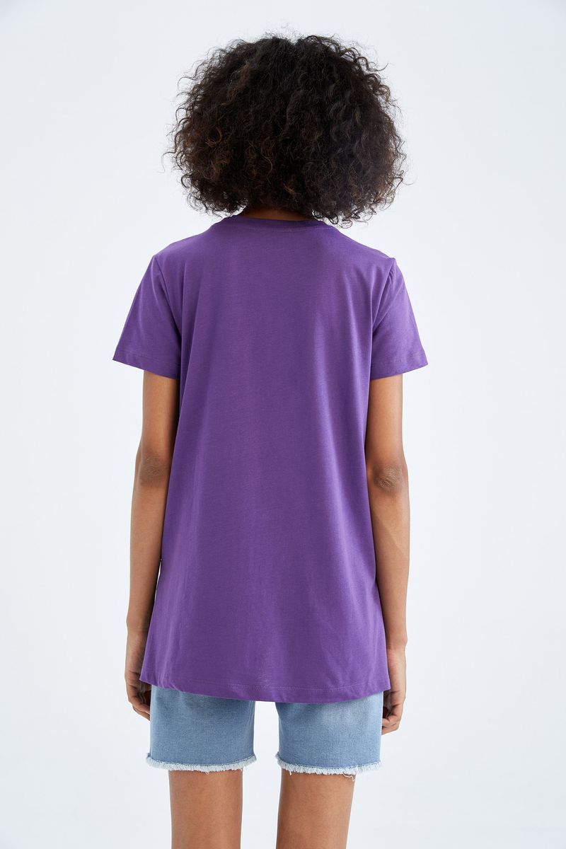 Woman - Regular Fit Maternity Wear Knitted Tops Short Sleeve - Purple