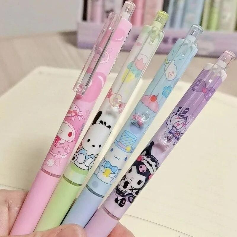 Sanrio 4-24pcs Melody Kuromi Cinnamoroll Pochacco Mechanical Pencil Stationery Set High Face Value Automatic Pencil 0.5mm Press