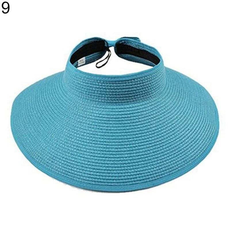 Women's Summer Wide Brim Roll Up Foldable Sun Beach-Beige