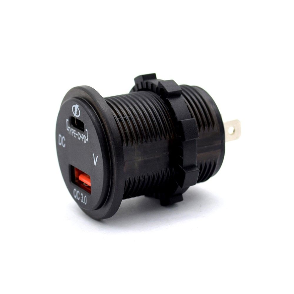 DC 12V-24V Waterproof  QC3.0 USB Charger Socket With Type C