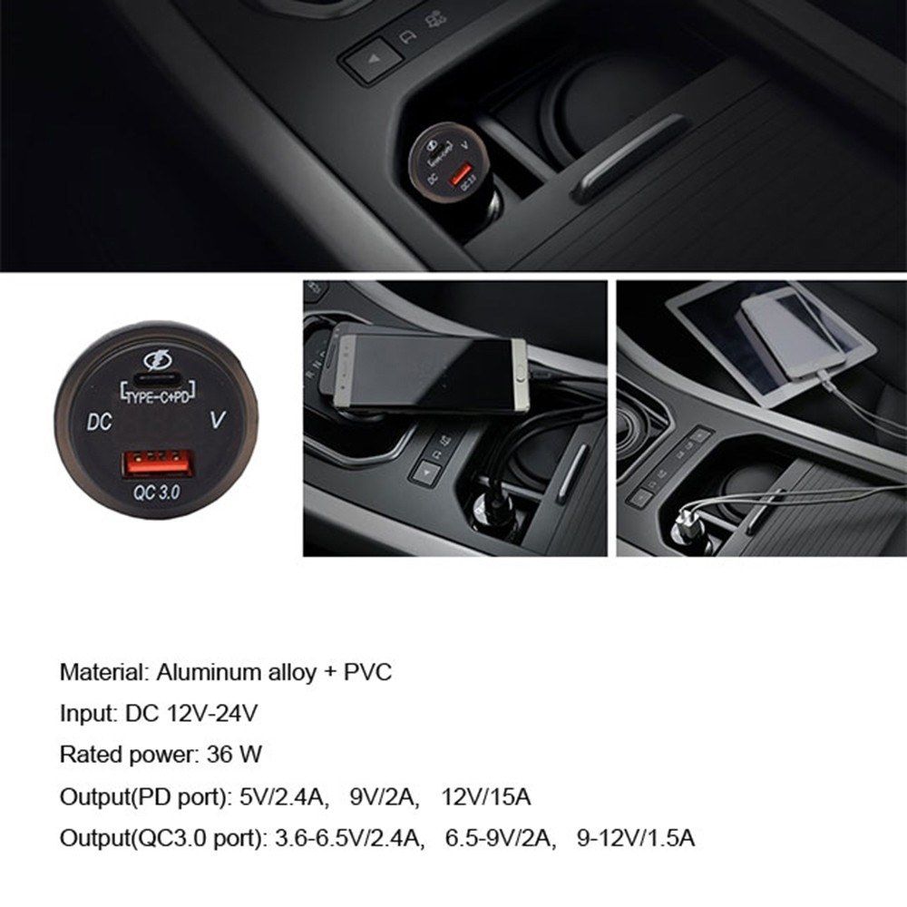 DC 12V-24V Waterproof  QC3.0 USB Charger Socket With Type C