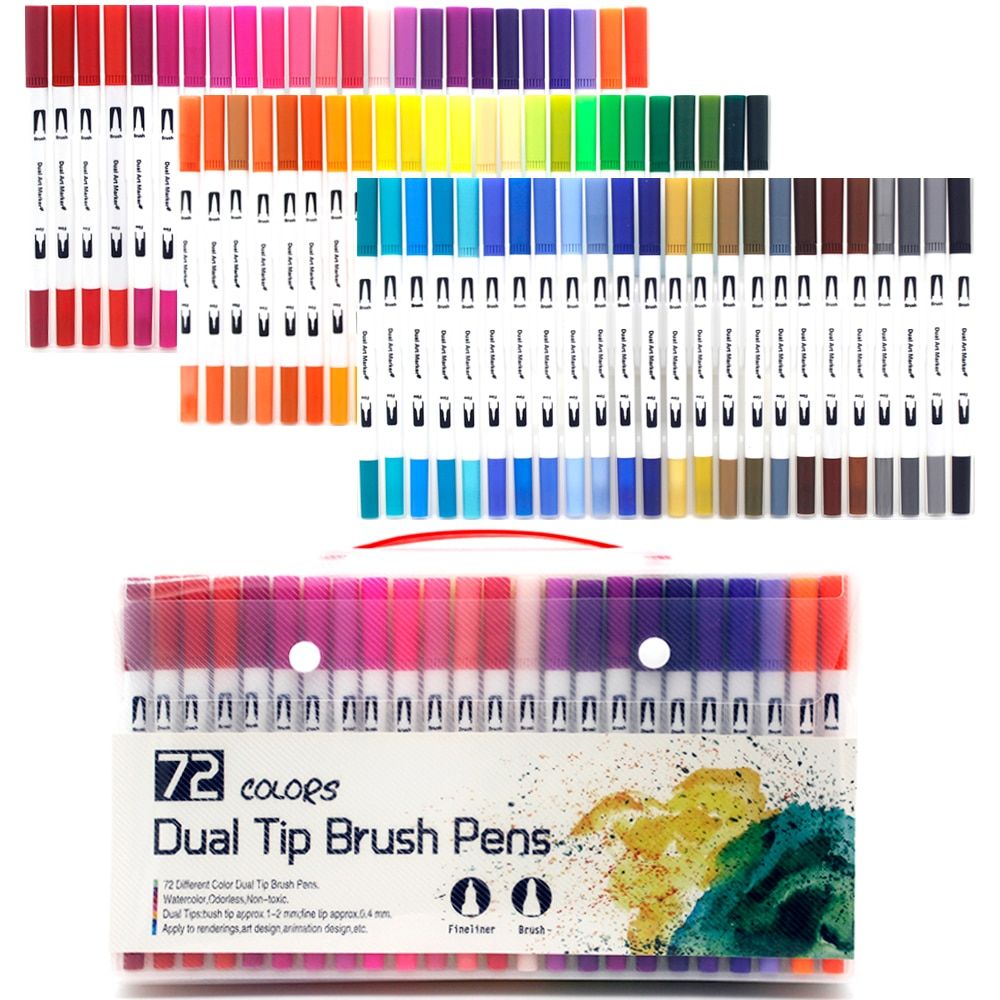 120 PCS Colors Markers Set FineLiner Dual Tip Brush Pen
