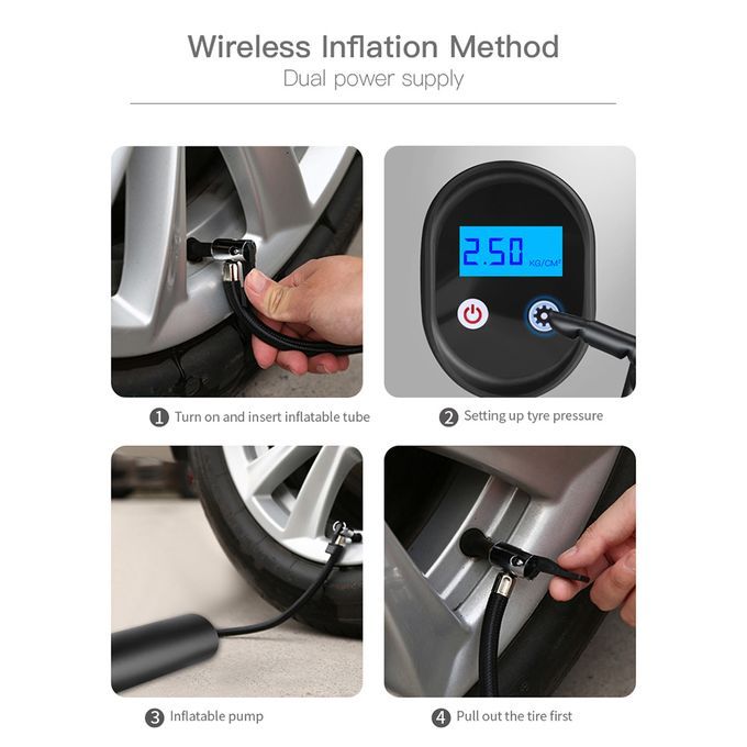 Portable Cordless Tire Inflator Automatic Handheld Vehicle