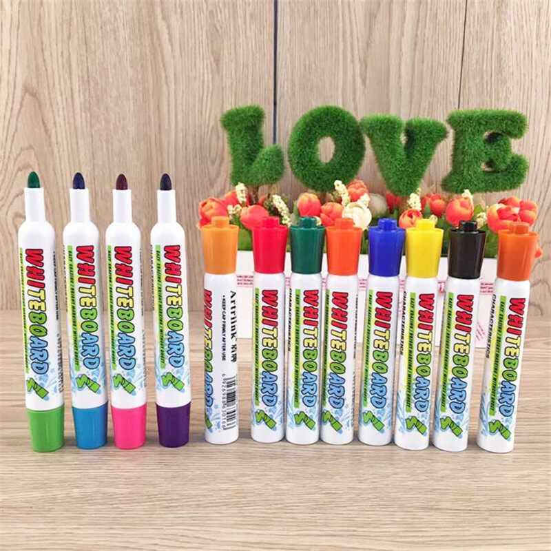 12Pcs White Board Maker Pen Erasable Whiteboard Marker Chalk Office School Supplies