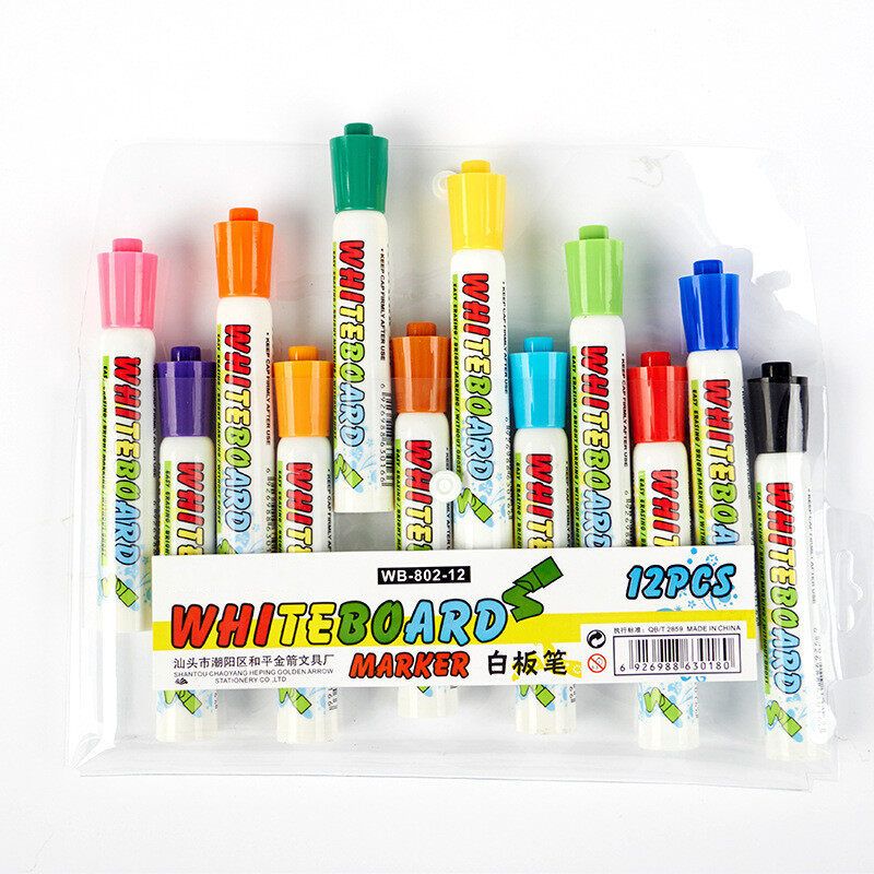 12Pcs White Board Maker Pen Erasable Whiteboard Marker Chalk Office School Supplies