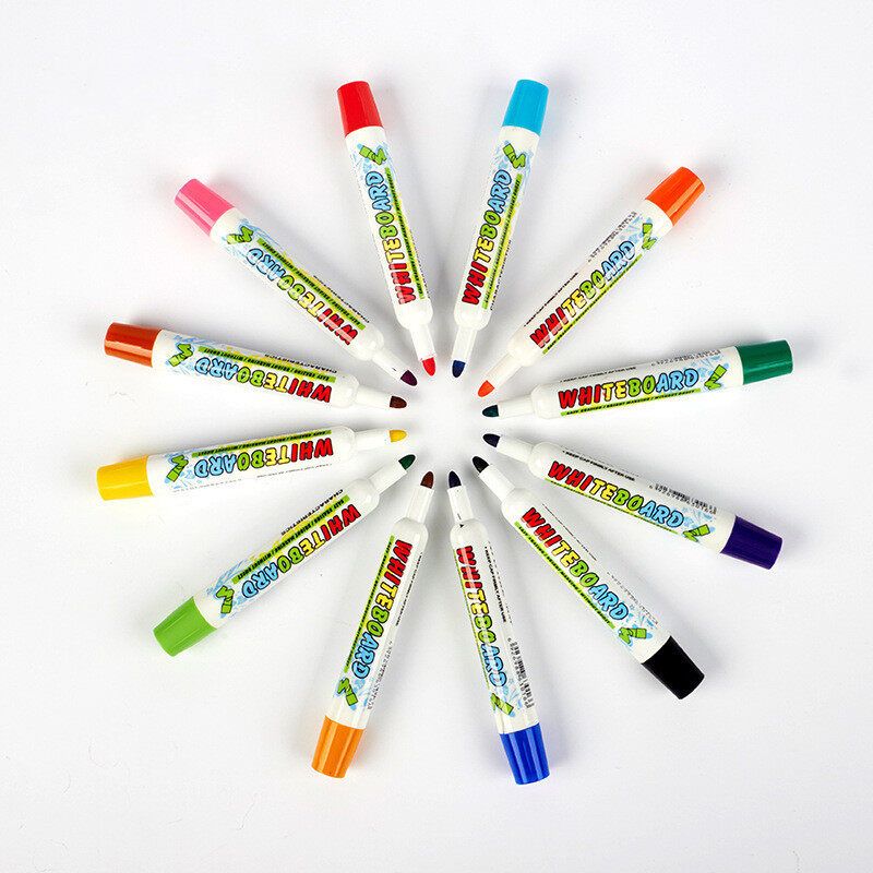 12Pcs White Board Maker Pen Erasable Whiteboard Marker Chalk Office School Supplies
