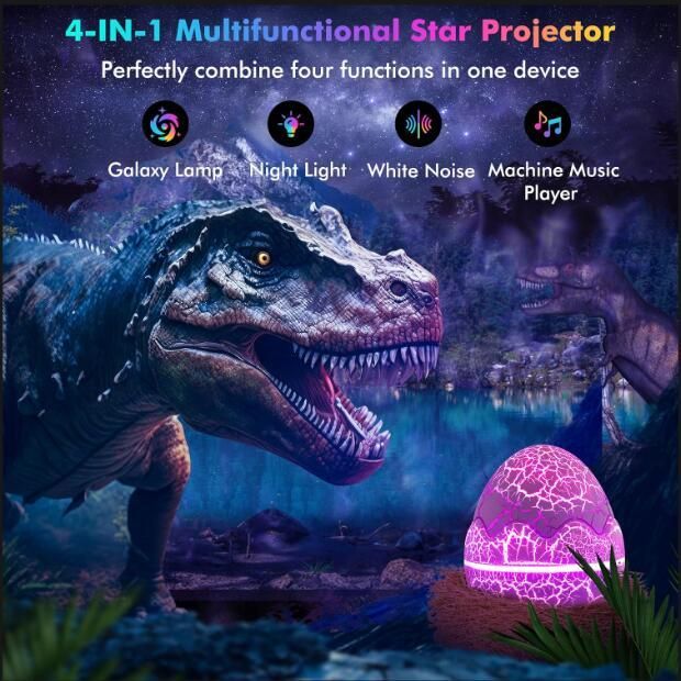 Dinosaur Eggs Galaxy Projector, Bluetooth Nebula LED Star Light Projector