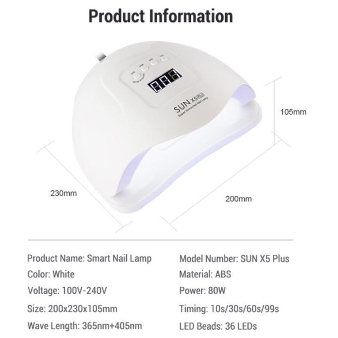 Infrared Sensor 36UV Nail Dryer Lamp Curing Gels Manicure.